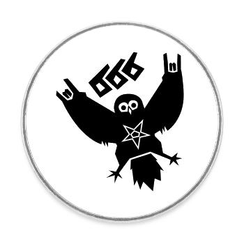 Owl Black Metal - Magnet rond - blanc - Devant
