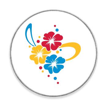 Flower Bouquet with ribbon - Round  fridge magnet - white - Front