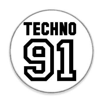 TECHNO Rave Techno 90s 90s - Magnet rond - blanc - Devant