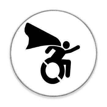 en fauteuil roulant # - Magnet rond - blanc - Devant