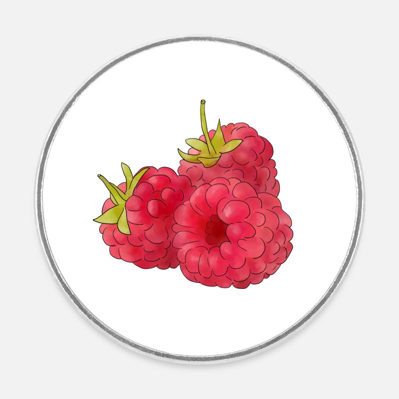 raspberries - Round  fridge magnet - white