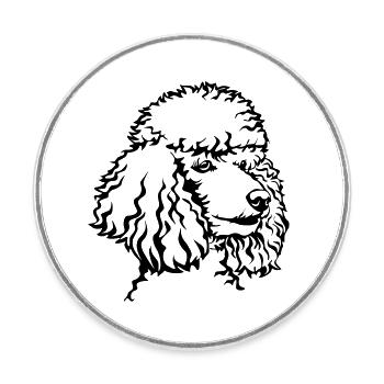 Tête de puiche - Magnet rond - blanc - Devant