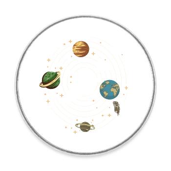 Planeten - Runder Kühlschrankmagnet - Weiß - Vorne