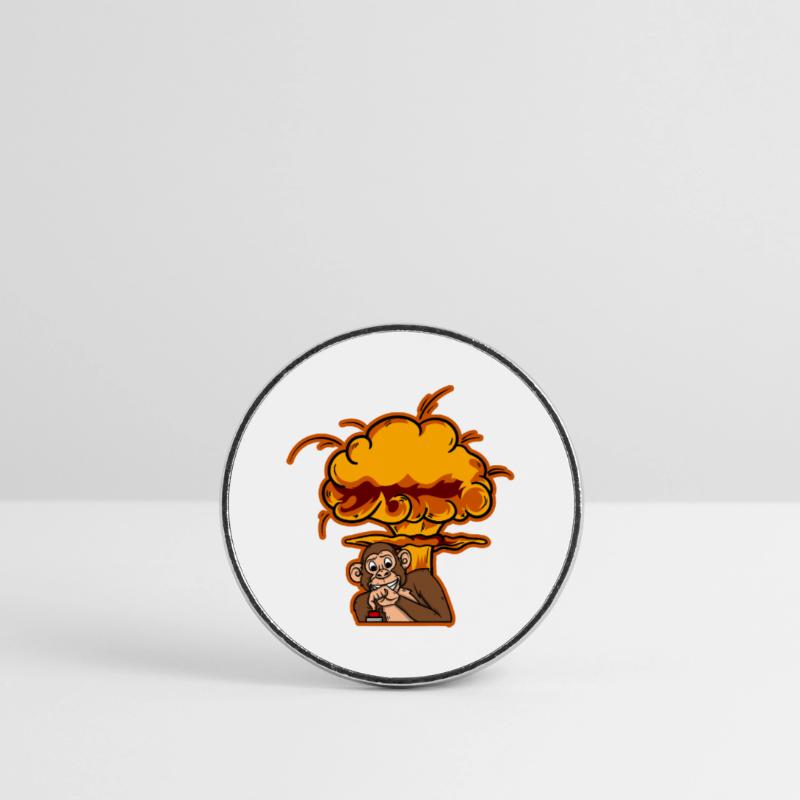 Monkey On The Button Runder Kühlschrankmagnet