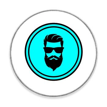 Symbole de barbe du visage - Magnet rond - blanc - Devant