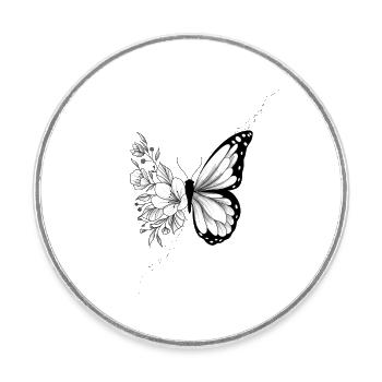 Floraler Schmetterling - Runder Kühlschrankmagnet - Weiß - Vorne
