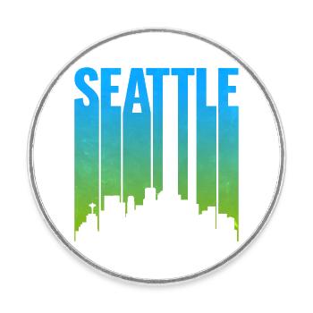Seattle Neon Skyline Art Print - Round  fridge magnet - white - Front