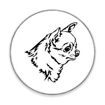 Tête de Chihuahua - Magnet rond - blanc - Devant