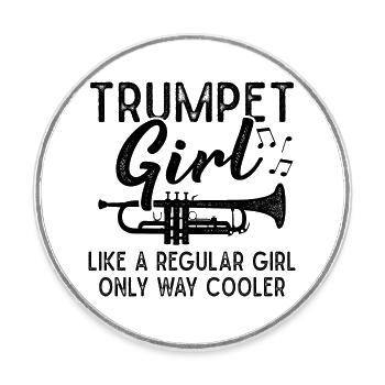 Trumpet Girls Brass Band Orchestra Musician - Round  fridge magnet - white - Front