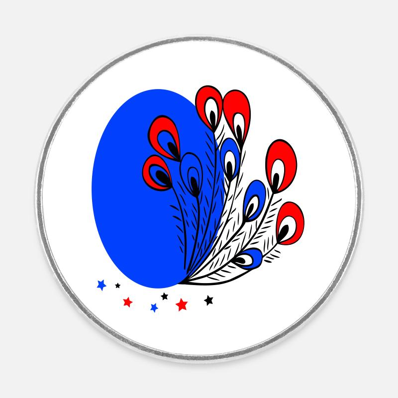 Easter egg with peacock feathers - Round  fridge magnet - white