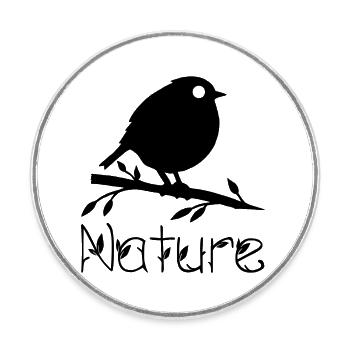 Nature wakes up (black) - Round  fridge magnet - white - Front