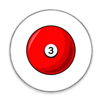 Billardkugel 3 rot Billard drei - Runder Kühlschrankmagnet - Weiß - Vorne