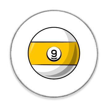 Billardkugel 9 gelb Billard neun - Runder Kühlschrankmagnet - Weiß - Vorne