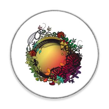üppiger bunter Rosengarten in Jugendstil Optik - Runder Kühlschrankmagnet - Weiß - Vorne