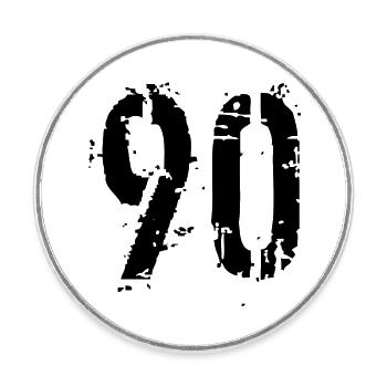 Number 90 - Round  fridge magnet - white - Front