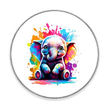 Elephant Colorful - Baby Elephant Colorful - Round  fridge magnet - white - Front