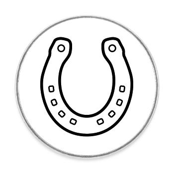 Hufeisen Pferd Umriss Glück Symbol - Runder Kühlschrankmagnet - Weiß - Vorne