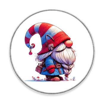 Gnome Goblin Elf - Round  fridge magnet - white - Front