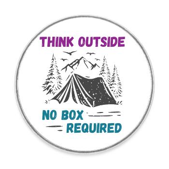 Camping, Hiking, Forest - Think Outside - Round  fridge magnet - white - Front