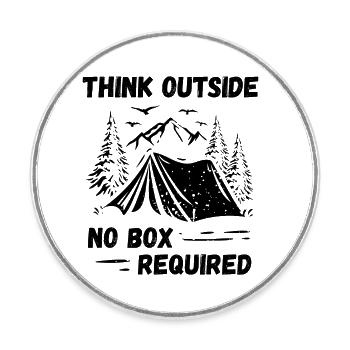 Camping, Hiking, Forest - Think Outside - Round  fridge magnet - white - Front