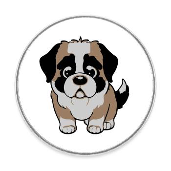St. Bernard dog - Round  fridge magnet - white - Front