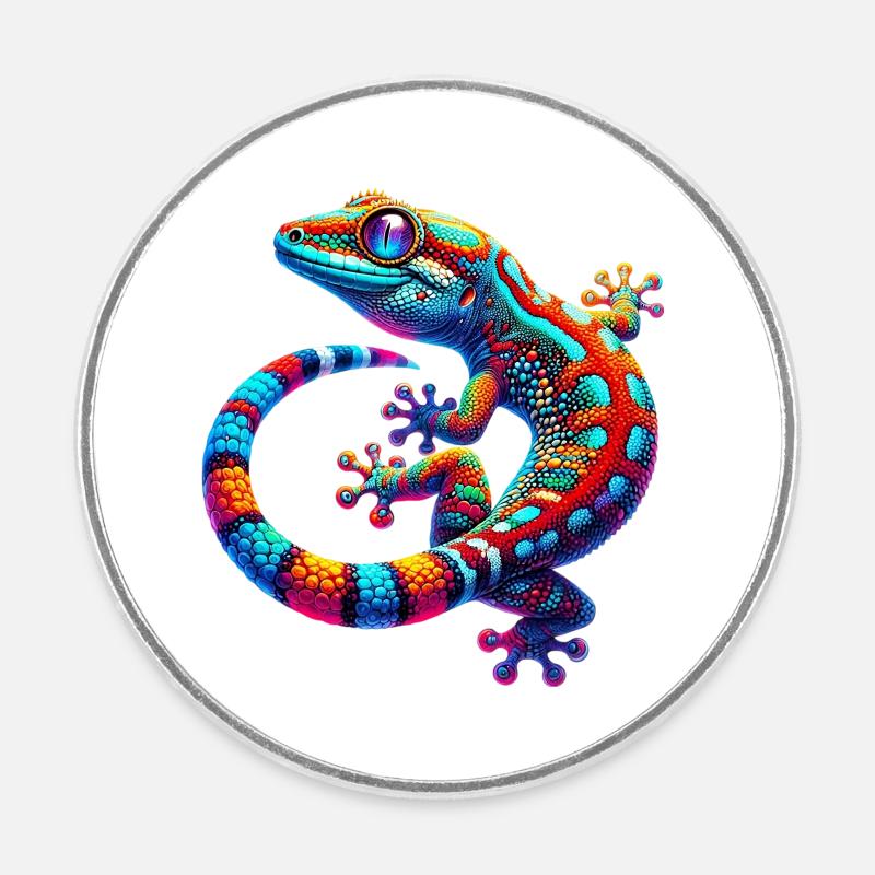 Gecko - Runder Kühlschrankmagnet - Weiß