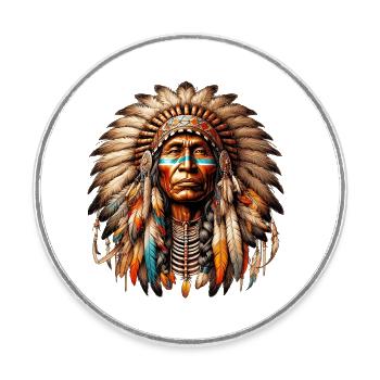 American Indian American Red Skin - Round  fridge magnet - white - Front