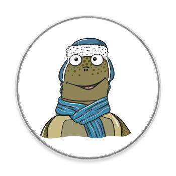 Schildkröte im Winter - Runder Kühlschrankmagnet - Weiß - Vorne