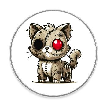chat kawaii zombie effrayant pour s’amuser à Halloween - Magnet rond - blanc - Devant