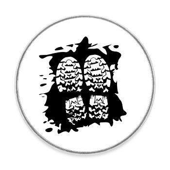 Twin Trails - Schuhprints [Schwarz] - Runder Kühlschrankmagnet - Weiß - Vorne