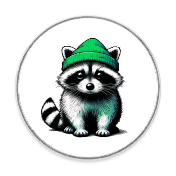Waschbär - Runder Kühlschrankmagnet - Weiß - Vorne