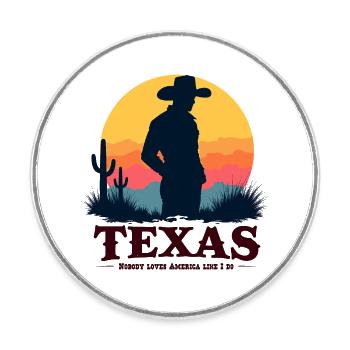 Texas Cowboy - Runder Kühlschrankmagnet - Weiß - Vorne