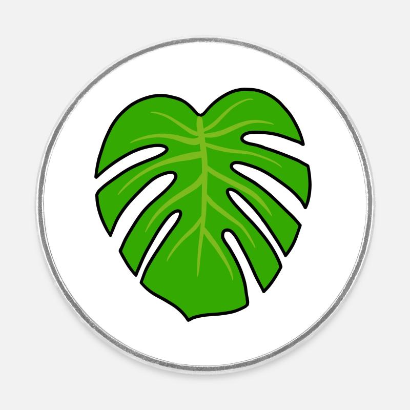 Plante Monstera - Magnet rond - blanc