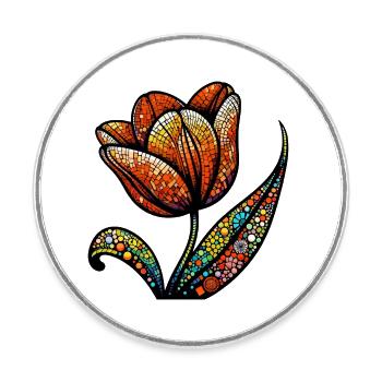 Tulpe - Runder Kühlschrankmagnet - Weiß - Vorne