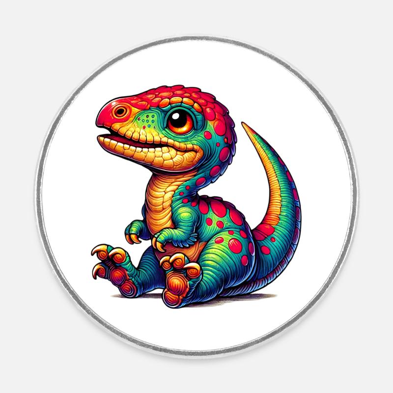 Dinosaurier - Runder Kühlschrankmagnet - Weiß