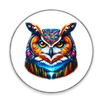 Owl - Round  fridge magnet - white - Front