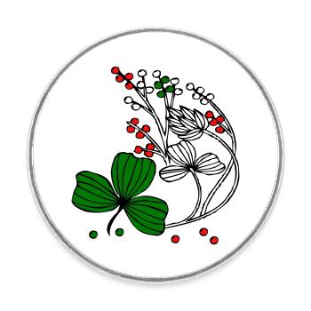 Fleurs sauvages aux baies rouges et vertes - Magnet rond - blanc - Devant