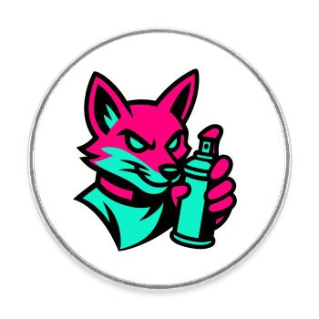 Graffiti Renard - Magnet rond - blanc - Devant