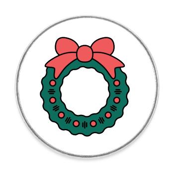 Wreath for Christmas - Round  fridge magnet - white - Front