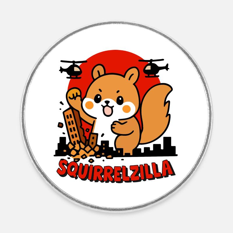 Squirrelzilla Urban Adventure - Round fridge magnet - white