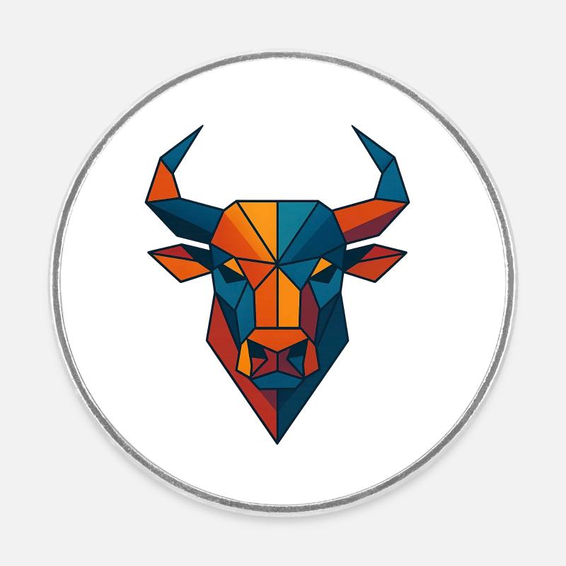 Bull's Head | Taurus Print / Print / Design - Round fridge magnet - white