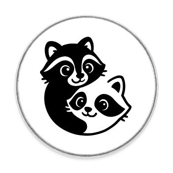 Ying Yang Dachs Pärchen - Runder Kühlschrankmagnet - Weiß - Vorne
