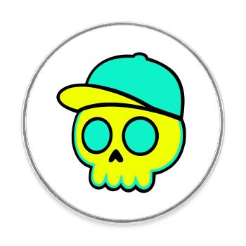 Neon Schädel Cap Streetwear - Runder Kühlschrankmagnet - Weiß - Vorne
