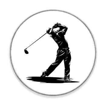 Golfer Swing Silhouette - Runder Kühlschrankmagnet - Weiß - Vorne