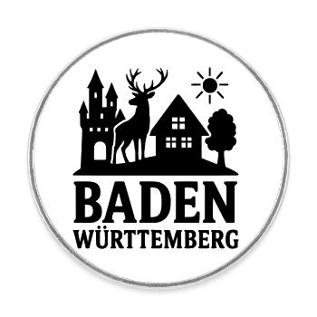 Baden Württemberg State Landmark - Round  fridge magnet - white - Front