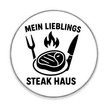 Steakhouse Nourriture pour steak - Magnet rond - blanc - Devant
