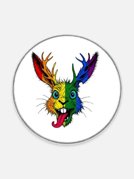 Regenbogen Raurackl - Runder Kühlschrankmagnet - Weiß