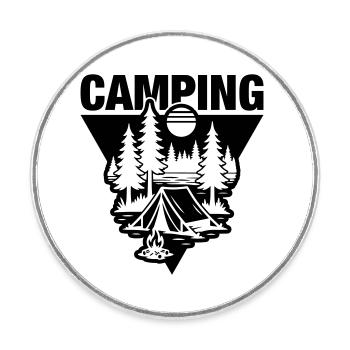 Camping sous tente Symbole de la nature - Magnet rond - blanc - Devant