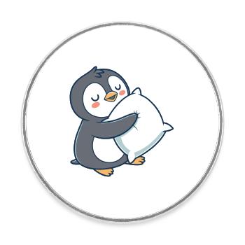 Pastel Cuddly Penguin - Round  fridge magnet - white - Front