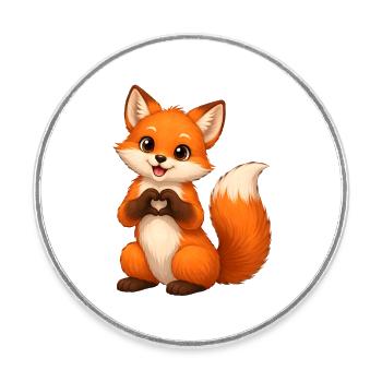 Love Fox Heart Shape - Round  fridge magnet - white - Front